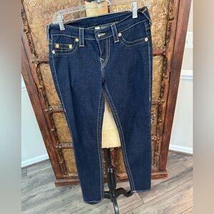True Religion Blue Skinny Jeans with Contrast Stitching 29
